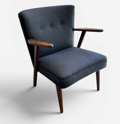1950's Danish Teak Chair upholstered in grey wool